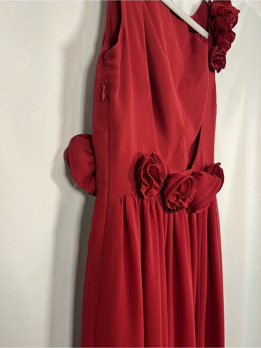 Reformation x NYC ballet dreamy collab 3D rosette maxi dress side slit sz 2 - Picture 7 of 11